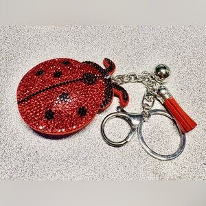 Red Ladybug Keychain with Rhinestones